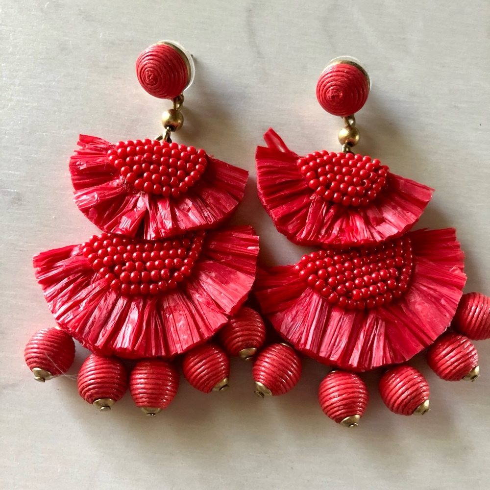 JCrew Bead and Raffia Earrings